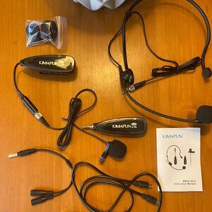 KIMAFUN Wireless Microphone System, 2.4G Wireless Headset and Lavalier Lapel Mic